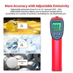 Digital Infrared Thermometer, Laser Temperature Gun -58℉～1022℉(-50℃～550℃) IR Thermometer Gun with Adjustable Emissivity, Temp Gun Thermometer for Cooking, BBQ, Oven & Engine (Not for Human Body Temp)