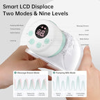 TSRETE Breast Pump, Double Wearable Electric Hands-Free Breast Pumps with 2 Modes, 9 Levels, LCD Display, Memory Function Rechargeable with Massage and Pumping Mode-27mm Flange-Green