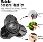 FREELOVE Metal Fidget Spinner, Stainless Steel Heavy, Long Spinning Toys, Cool Silent, Small Mini 2nd Fox Figette Spiner for Adults Men Anxiety, Quiet Bearing, Black