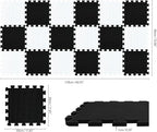 qqpp EVA Rubber 18 Tiles Interlocking Puzzle Foam Floor Mats - Baby Play Mat for Playing | Exercise Mat for Home Workout. White, Black. QC-ADb18N
