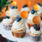 75 Pieces Cake Balls Topper Decorations Foam Cupcake Topper Mini Balloon Cake Topper Balls Cake Picks for Cake Deco Birthday Party Wedding（Orange Khaki Series）