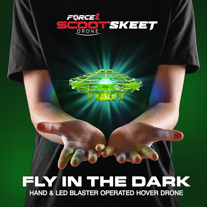 Force1 Scoot Hand Operated Drone for Kids or Adults - Hands Free Motion Sensor Mini Drones, Easy LED Indoor Rechargeable Flying Ball Drone Toy for Boys and Girls (Green)