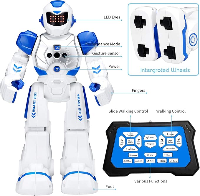 KingsDragon Robots Toy for Kids, RC Gesture Sensing Toy, Interactive Walking Singing Dancing Robot Birthday Presents for Boys Girls Age 6 7 8 9 Years Old