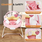 Baby Bouncer, Portable Baby Bouncer with Music, Soothing Vibrations Infant Bouncer Seat for 0-6 Months 6-20 lbs(Pink)