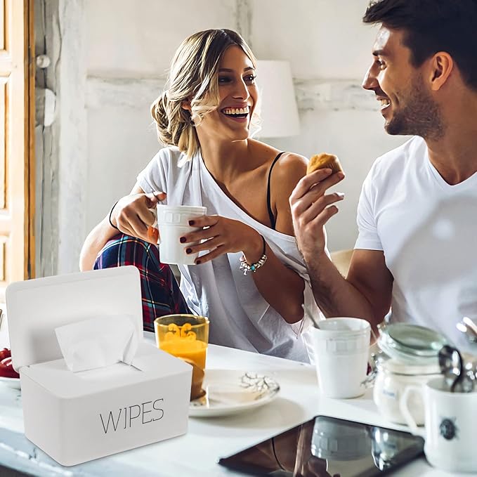 NOVWANG Wipes Dispenser, Large Capacity Baby Wipe Holder(8.3L x 4.9W x 3.9H inches) Refillable Wipes Container with Sealing Design Baby Wet Wipes Dispenser for Bathroom Home Office Car