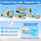 3 otters 32PCS Magnetic Blocks, STEM Toys for Kids Travel Magnetic Tiles with Storage Box for Kids Party Birthday Gift (Winter)