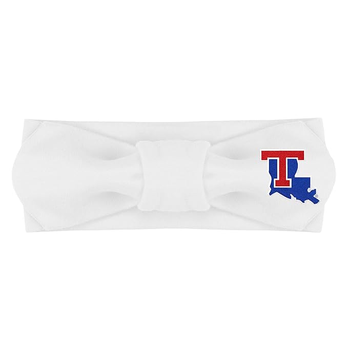 Creative Knitwear Louisiana Tech Bulldogs Infant Girls White Solid Hair Knot Headband Embroidered Logo - Size Newborn - 4T
