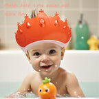 Baby Shower Cap Shield, Baby bath set shower cap, Visor Hat for Eye and Ear Protection for 0-9 Years Old Children,Cute Crown Shape Makes the Baby Bath More Fun (Red)