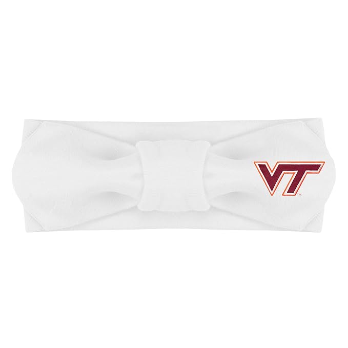Creative Knitwear Virginia Tech Hokies Infant Girls White Solid Hair Knot Headband Embroidered Logo - Size Newborn - 4T