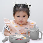 TalkTools Itsy Plate Must-Have Silicone Baby Plates with Suction | Non-Toxic Toddler Feeding Plate | Divided Portion | BPA-Free, Easy-Clean, Travel-Friendly Baby Dishware - Made in USA (Cloud)