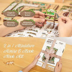 CUTEBEE Book Nook Kit - DIY Miniature House Dollhouse Kit for Adults and Teens, Booknook Tiny House Bookshelf Decor 3D Wooden Puzzle, Gifts for Family Friends (Green Life Bookshop)