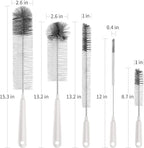 MR.SIGA 5 Pack Bottle Brush Cleaning Set with Storage Holder, Cleaning Brushes for Long Narrow Neck Bottles, Water Bottles, Baby Bottles, Tumblers, Drinking Glasses, Strews