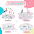 Baby Play Mat, 4-in-1 Baby Play Gym Tummy Time Mat with Ball Pit and 5 Detachable Toys for Newborn to Develop Sensory Exploration and Motor Skill 0-6-12 Months