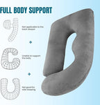 G Pregnancy Pillows with 2 Covers for Sleeping - G Shaped Full Body Maternity Pillow for Pregnant Women with Premium Removable Covers - Support for Back, Legs, Belly, HIPS, 69 Inch, Grey