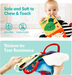 hahaland Baby Toys 0-6 Months - High Contrast Newborn Toys - Baby Tummy Time Books 0-6 Months with Crinkle, Squeaky Sounds, Touch Feel, Visual Stimulation