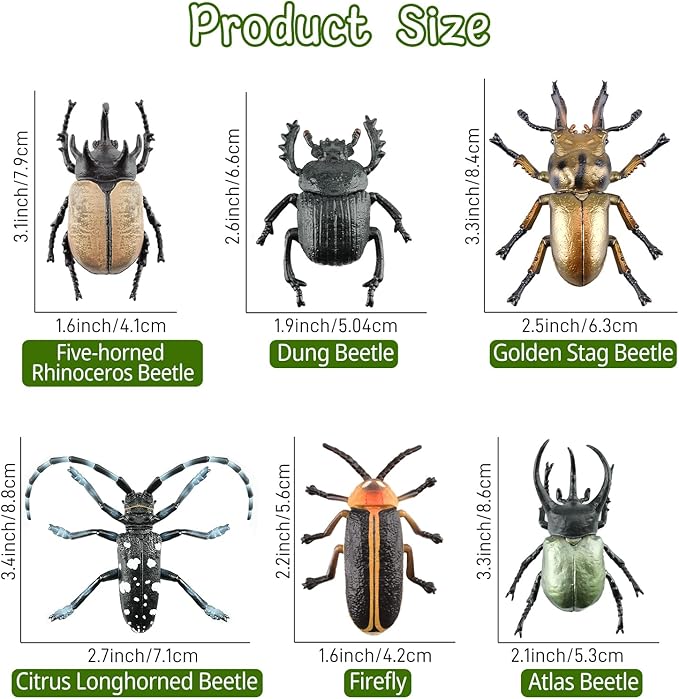 Toymany 12PCS Realistic Insects Figurines Toys - Plastic Bugs Figures Set with Cricket Bee Ant Dung Beetle, Educational Halloween Toy Cake Toppers Christmas Birthday Gift for Toddlers Kids