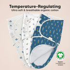 Baby Swaddle Sleep Sacks with Zipper - 3-Pack Swaddles for Newborns 0-3 Months, Infant, Baby Girls, Boys, Soft & Durable Newborn Sleep Sack, Easy Diaper Change Swaddling Blanket (Cosmo)