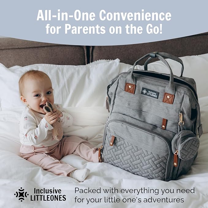 Baby Diaper Bag Backpack with Changing Station, Large Capacity, USB Port, Pacifier Case, Mosquito Net & Wipes Bag Stylish Travel Bag for Boys, Girls, Moms & Dads, Shower Gift