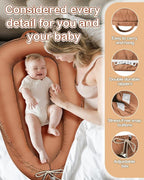 Baby Lounger - Infant Lounger for Newborn 0-24 Months, Pure Cotton Breathable Baby Nest Lounger Cover, Newborn Essentials for Baby Boys & Girls, Co Sleeper Portable Baby Bed for Home and Travel