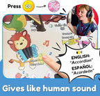 ZEENKIND Spanish & English Talking Learning Book for Kids 2 3 4 5 6 Years Old, 420 Words Toddler Educational Toys to Learn Spanish Interactive Audio Sound Books Bilingual Musical Toy Juegos para Niños