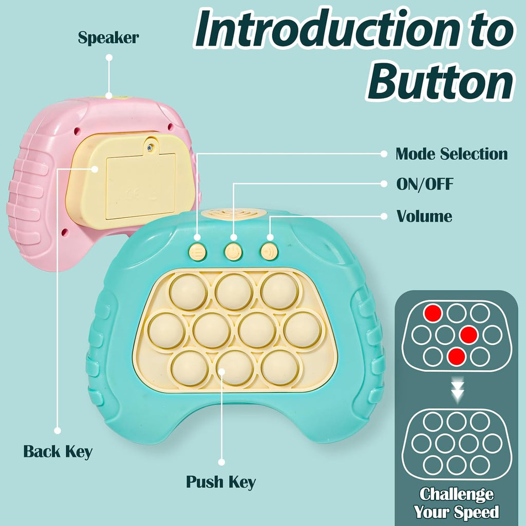 Fast Push Button Game for Kids Adults, 2 Pcs Handheld Pop Light up Fidget Game, Educational Sensory Toys for Boys Girls Birthday