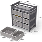 Glaf Baby Changing Table with 6 Storage Drawers and Pad Topper Modern Diaper Change Station Changing Table Dresser for Newborn Baby and Infant (Grey)