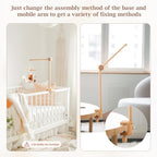 Baby Crib Mobile Arm - Wooden Mobile Arm with Height Adjustable＆360° Rotatable Upgraded Arched Base Nursery Mobile Holder for Crib Mobile Hanger Baby Crib Attachment Nursery Decor