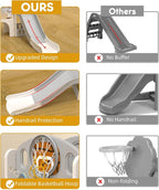 XJD 8 in 1 Toddler Slide Set, Kids Slide for Toddlers Age 1+, Toddler Climber Slide PlaySet with Basketball Hoop and Ball,Outdoor Indoor Playground for Toddlers 1-3 (Beige Grey, 8 in 1)