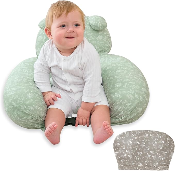 Nursing Breastfeeding Pillow with 2 Removable Cotton Covers, Ultra Soft Baby Feeding Pillow for More Support for Mom & Baby with Adjustable Waist Strap, Machine Washable, Plus Size