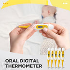 TrelaCo 20 Pcs Thermometer for Adults Digital Oral Thermometer for Fever Basal Body Fast Reading Flexible Tip for Underarm Rectal Mouth Temperature Measurement(Yellow)