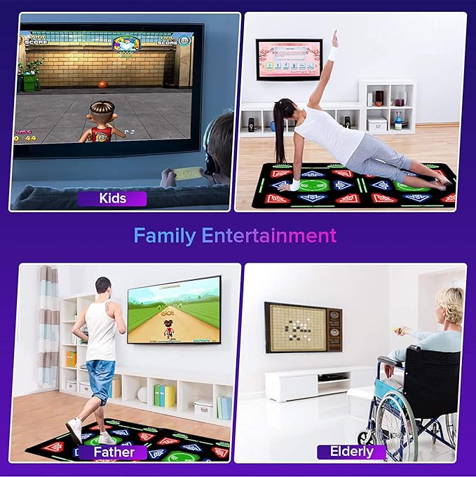 HDMI Dance Mat 64GB Storage, 1000 Games,885 Songs,81 MTV Videos.Dance pad Combines Dance, Yoga, Aerobics, Running, Sports, and Puzzle Games A Prestigious Gift for Boys & Girls. Flannel Material