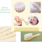 Baby Hair Brush and Purple Cradle Cap Brush Set for Newborns and Toddlers, Wooden Baby Hair Brush Set with Soft Goat Bristle, Baby Hair Care Kit 2PCS