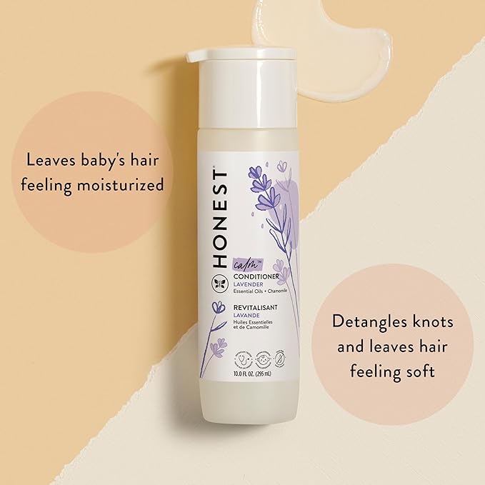 The Honest Company Silicone-Free Conditioner Gentle Tear-Free Hypoallergenic Baby Hair Care with Naturally Derived Ingredients Lavender Calm 10 fl oz