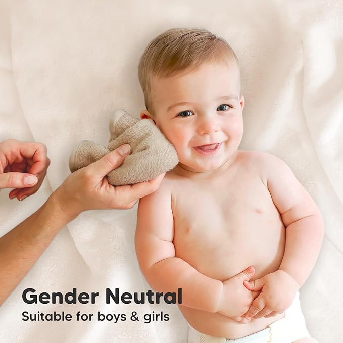 6-Pack Baby Washcloths - Soft Absorbent Viscose from Bamboo Wash Cloths for Babies, Kids, Toddlers, Infant, Newborn Bath Towels, Gentle on Sensitive Skin, 10x10 Reusable Face Towels (White/Stone)