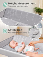 Baby Changing Table, Folding Changing Table with Heating Function, Waterproof Diaper Changing Station with Adjustable Height, 2 Drawers, Portable Baby Changing Station for Infant, Nursery, Newborn