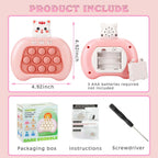 Fast Push Game Pop Fidget It Toys for Kids, Handheld Game Machine, Squeeze Poppet Sensory Electric Cute Light Up Quick Push Bubble Game, Fidgets Toy for Boys & Girls & Teens（ Pink Cat）