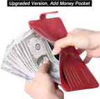 Airtag Passport Holder Cover Wallet Travel Essentials Leather Rfid Blocking Case Vacation Luggage Must Haves Travel Accessories for Men Women (117#Red)