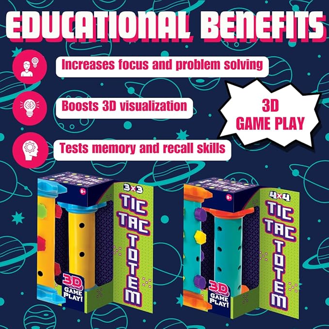 Challenge Your Mind with Tic Tac Totem: 3D Tic Tac Toe Travel Game & Brain Game for Strategy Enthusiasts, Ages 6+ (3x3)
