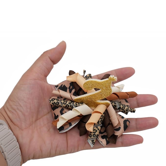 Birthday Hair Bow for Baby Girls 1 2 3 4 5 6 Years Sprinkle Decorations Party Hair Accessories for Two 2nd Birthday Leopard Print