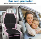 Child Car Seat Protector, 2 Pack with Mesh Pockets & Non-Slip Backing, 600D Durable (Pink, Standard)