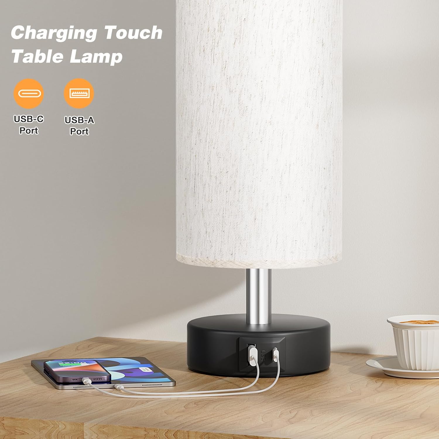 Small Touch Lamps Set of 2 - Table Lamps for Nightstand, Minimalist Bedside Lamps for Bedroom with 3000K Dimmable Bulbs