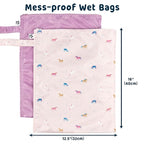 Tiny Twinkle Mess-Proof Waterproof Wet Dry Bag | 2-Pack Reusable Wet Bags for Swimsuits & Baby Clothes | Leakproof Wet Bag for Travel & Diaper Changes for Baby (Unicorn)