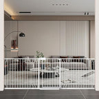 WAOWAO Baby Gate 85.83-95.25" Extra Wide Pressure Mounted Walk Through Swing Auto Close Safety White Metal Toddler Kids Child Dog Pet Puppy for Stairs,Doorways,Kitchen