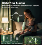 Portable Bottle Warmer for Travel 12oz– 80W Fast Heating, 316 Stainless Steel, 11400mAh Rechargeable Precise Temp Control & LED Display Safety Lock Cordless Travel Warmer for Baby Breastmilk & Formula