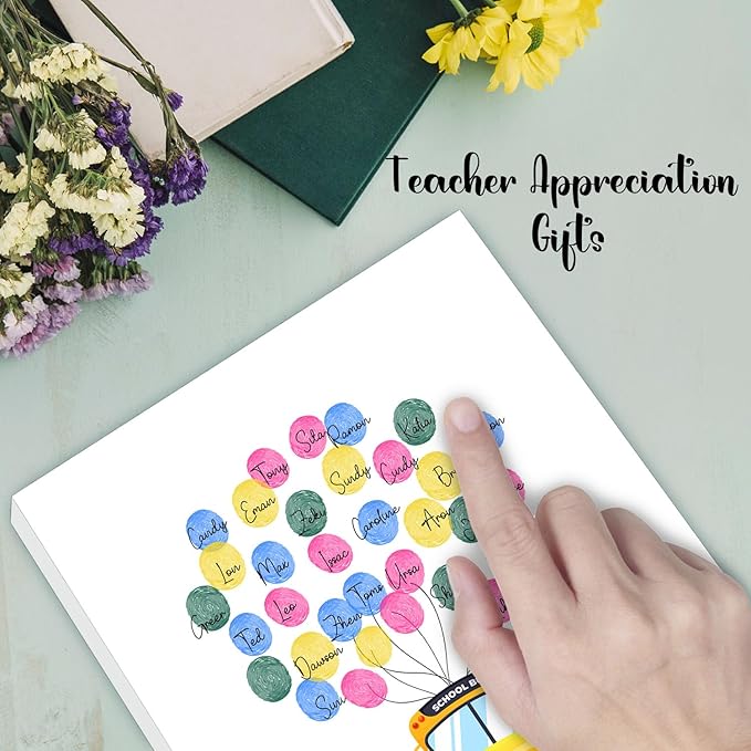 SHLINCO Thank You School Bus Driver Gift, Creative Fingerprint Art Ornaments, Students Thank You For The School Bus Driver Gift, Can Be Used For Desktop Decoration