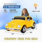 12V Kids Electric Car, Power Wheels with Remote Control, Ride on Car Toys with LED Light, 3 Speeds, Music, Yellow