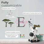 Personalized Name Jungle Animals Vinyl Wall Decor I Nursery Wall Decal for Baby Boy & Girl Decoration I Stickers for Kids I Multiple Sizes (E. Zebra)