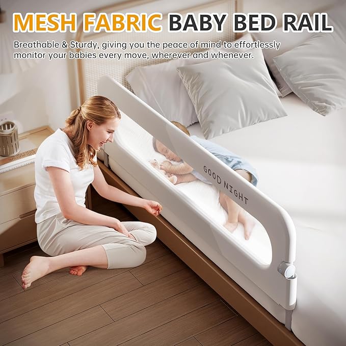 Foldable Toddler Bed Rails - Kids Guard Bumper for Crib Safe Bed Side Rail for Twin Queen King Full Size Beds 32inch