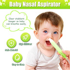 Baby Nasal Aspirator Nasal Congestion Relief with 25 Hygiene Filters 2 Silicone Tips with Nose Cleaning Tweezer, Green