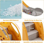 BABY JOY Toddler Slide, Kids Large Slide Play Climber Set with Long Slipping Slope, Basketball Hoop and Ball, Enclosed Steps, Easy Assemble Indoor Outdoor Backyard Freestanding Slides for Kids Age 1-8